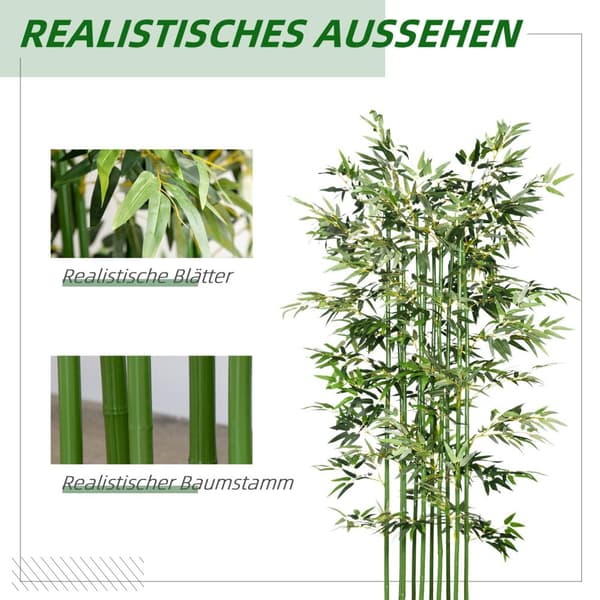 Kunstig bambus 180 cm kunstig plante i furu Pot Potteplante Kunstige planter for innendørs utendørs dekorative planter Grønn
