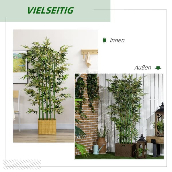 Kunstig bambus 180 cm kunstig plante i furu Pot Potteplante Kunstige planter for innendørs utendørs dekorative planter Grønn