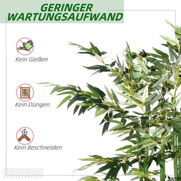 Kunstig bambus 180 cm kunstig plante i furu Pot Potteplante Kunstige planter for innendørs utendørs dekorative planter Grønn