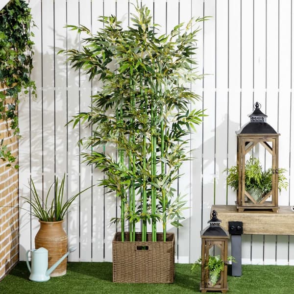 Kunstig bambus 180 cm kunstig plante i furu Pot Potteplante Kunstige planter for innendørs utendørs dekorative planter Grønn