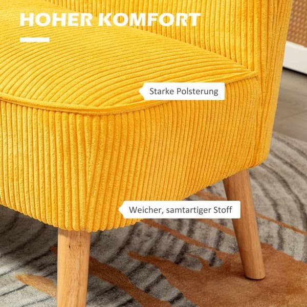 2-seters sofa, trukket sofa, dobbel sofa, to-seters sofa, ledningslignende polyesterskum til stue, soverom, 117 x 56,5 x 77 cm, gul