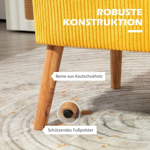 2-seters sofa, trukket sofa, dobbel sofa, to-seters sofa, ledningslignende polyesterskum til stue, soverom, 117 x 56,5 x 77 cm, gul