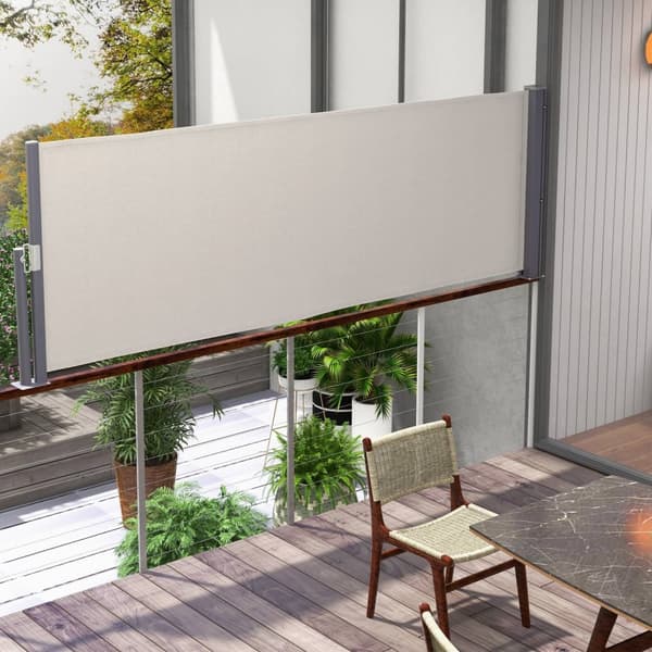 Sidemarkise uttrekkbar 300x100cm hagemarkise personvernvegg med UV-beskyttelse vindbeskyttelse laget av polyester i lys grå