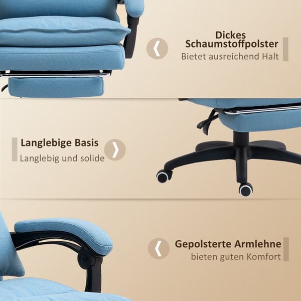 Kontorstol med massagefunktion, ergonomisk skrivebordsstol med læne- og drejefunktion, højdejusterbar computerstol med fodstøtte, fjernbetjening og ti