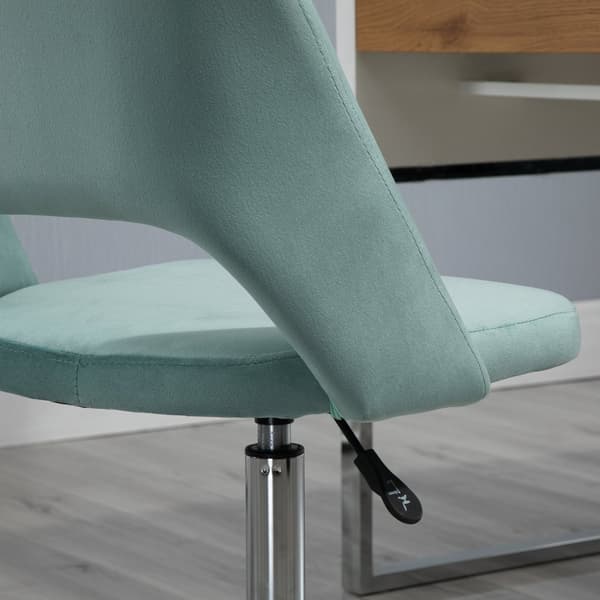Skrivebordsstol, højdejusterbar hjemmekontorstol uden armlæn, roterende kontorstol med fløjlslook, ergonomisk sminkestol til soveværelse, arbejdsværel