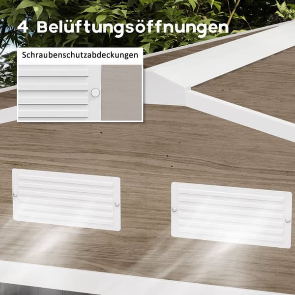 Redskapsbod 4,9 m², hagebod med luketak, skyvedør, fundament, 277 x 195 x 192 cm, redskapsbod av galvanisert stål, værbestandig, for hage, lysebrun