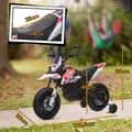 Miniatyrbilde 4 av 10: El-motorsykkel for barn, 12V barnemotorsykkel med musikk, 6 km/t barnevogn med avtagbare treningshjul, 12 tommers plastdekk, for 3-8 år barn, maks 30