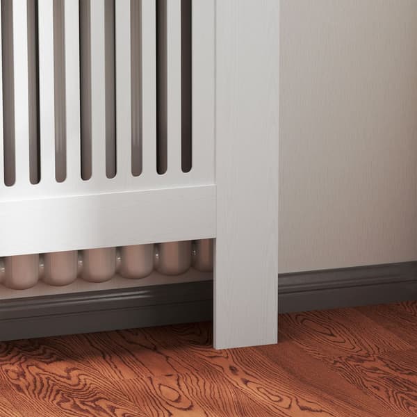 Radiatorafdækning med vandrette lameller, hvid radiatorafdækning, radiatordekoration, varmeafdækning til stue, soveværelse, 78 x 19 x 81cm