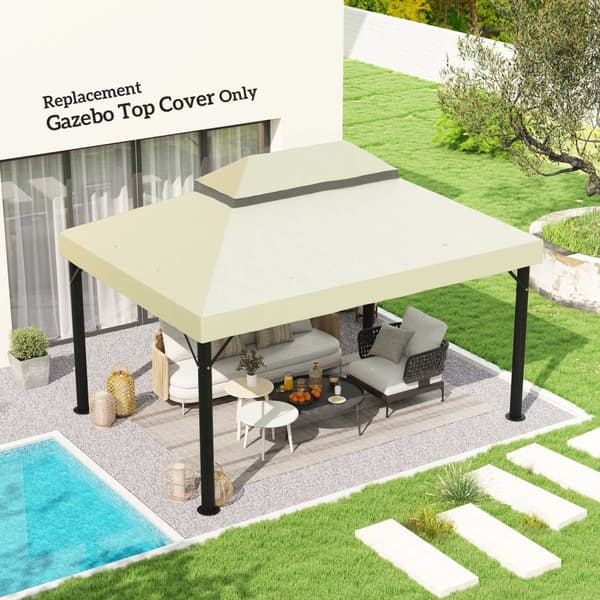 Varakatto puutarhahuvimajaan 3 x 4 m, vedenpitävä 370g/㎡ Double Roof Suojapeite, Sadesuojan vaihtosuoja, UPF30+, Puutarhaan, Juhlaan, Patio, Kermanval