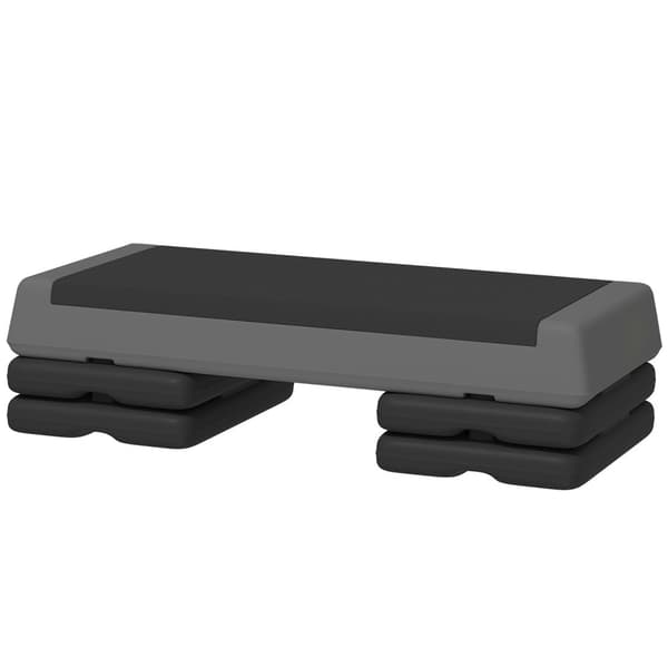 Aerobic stepper, 10,5/15,5/20,5 cm Højdejusterbart trappebræt, skridsikker, til hjemmet, fitnesscentret, kontoret, plastik, grå