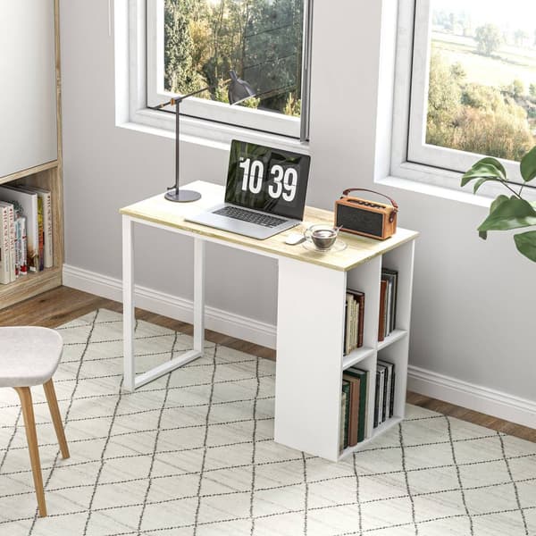 Pöytätietokonepöytä säilytyslokeroilla, moderni toimistopöytä teräsrunkoisella, PC-pöytä kotitoimistoon, työhuoneeseen, pieni huone 100 x 54 x 75 cm,