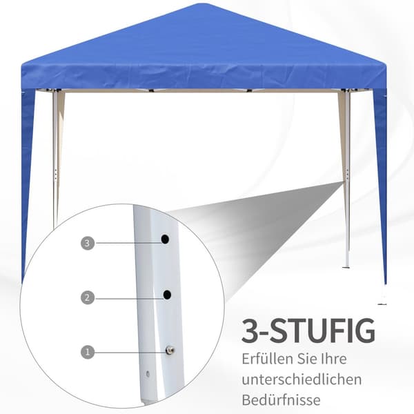 Pavillon ca 3x3m, vandafvisende, stabil, vintertæt pop-up foldepavillon, UV beskyttelse, sammenfoldeligt partytelt, havetelt med taske, havepavillon t