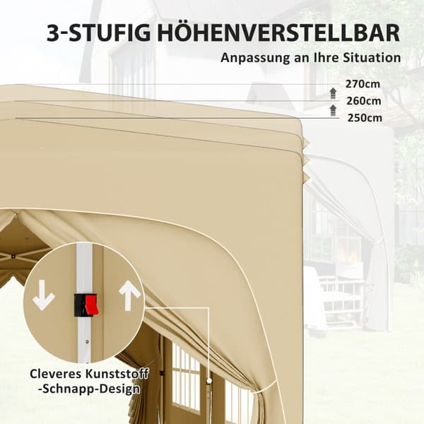 Lysthus ca 3x6m, vannavvisende, stabilt, vintersikkert sammenleggbart lysthus, UV-beskyttelse 50+, sammenleggbart partytelt, hagetelt med 6 sidepanele