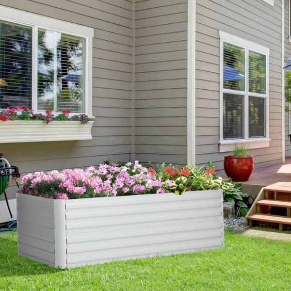 Høybed av stål, plantebed, kaldramme, hagebed, blomsterkasse, pluggbar, plantekasse, plantepotte, 180 x 90 x 60 cm for hage, balkong, terrasse, grønns