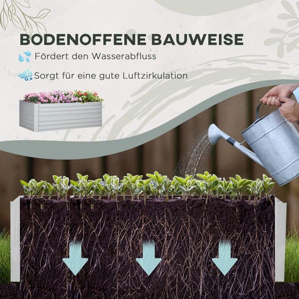 Høybed av stål, plantebed, kaldramme, hagebed, blomsterkasse, pluggbar, plantekasse, plantepotte, 180 x 90 x 60 cm for hage, balkong, terrasse, grønns