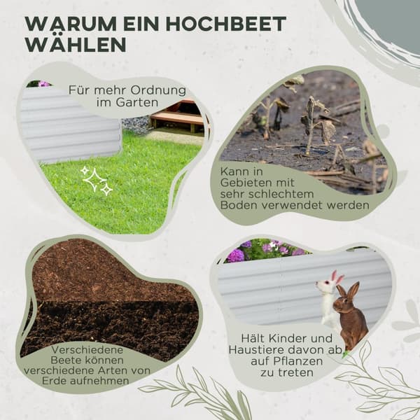 Høybed av stål, plantebed, kaldramme, hagebed, blomsterkasse, pluggbar, plantekasse, plantepotte, 180 x 90 x 60 cm for hage, balkong, terrasse, grønns