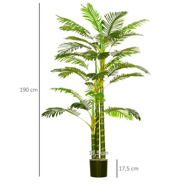 Konstgjord palm 190 cm konstgjord växt, konstgjorda plastväxter i kruka Konstgjord palm, falsk växt för vardagsrum sovrum kontor trädgård modern dekor