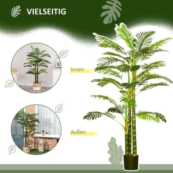 Konstgjord palm 190 cm konstgjord växt, konstgjorda plastväxter i kruka Konstgjord palm, falsk växt för vardagsrum sovrum kontor trädgård modern dekor
