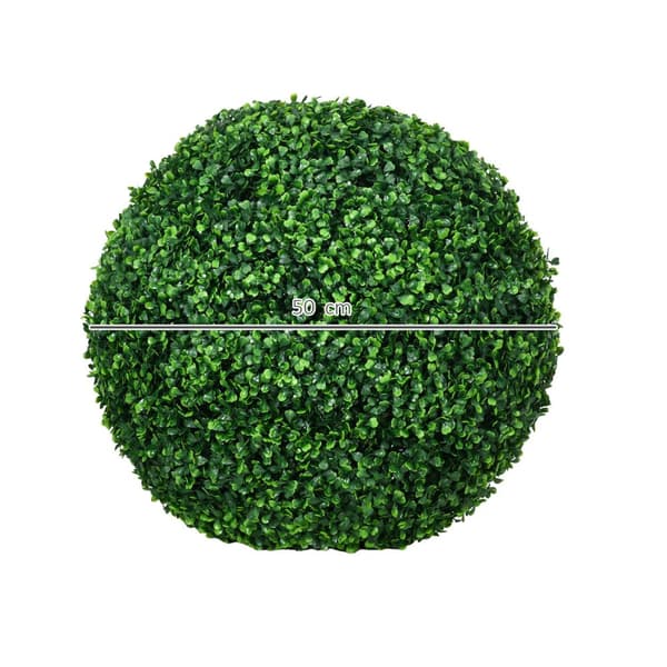 Set med 2 konstgjorda buxbombollar 50 cm konstgjorda växter, konstgjorda växter av plast Buxbomboll, falska växter för vardagsrummet kontorsträdgård T