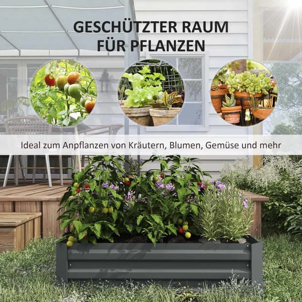 Sett med 2 høybed i stål, kald ramme, hagebed, plug-in blomsterkasse, plantekasse, plantepotte, 100 x 100 x 30 cm for hage, balkong, terrasse, grønnsa
