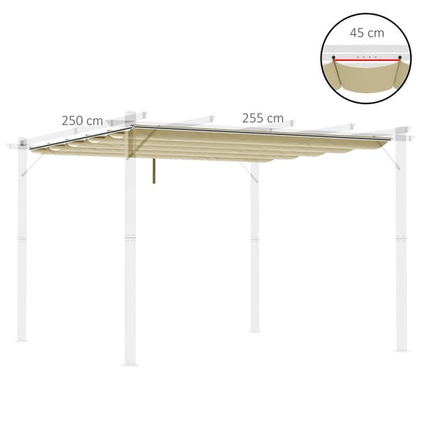 Ersättningstak för 3x3 m pergola, vattentät infällbart vågtak med regndräneringshål, vintertätt skärmskydd för trädgård, uteplats, beige