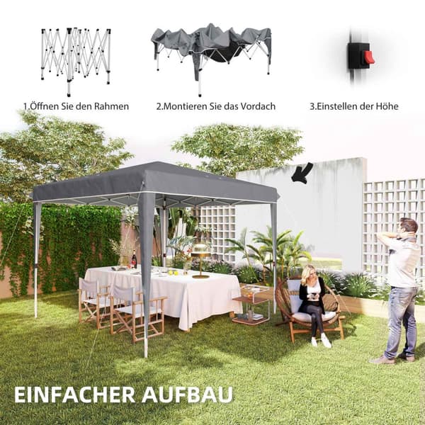 Lysthus 3x3m, vannavstøtende, stabilt, vintersikkert pop-up sammenleggbart lysthus, UV-beskyttelse 50+, sammenleggbart partytelt, hagetelt med bag, ha