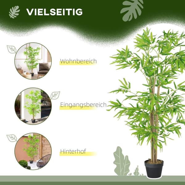 Konstgjord bambu Stor 150 cm konstgjord växt, konstgjorda plastväxter i kruka, falsk växt Bambu som äkta med konstgjord mossa för vardagsrummet Sovrum