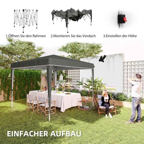 Lysthus 3x3m, vannavstøtende, stabilt, vintertett pop-up sammenleggbart lysthus, UV-beskyttelse 50+, sammenleggbart partytelt, hagetelt med bag, hage