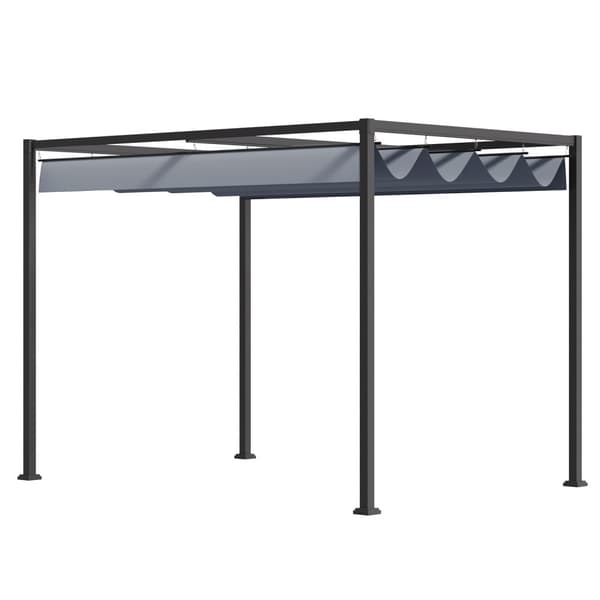 Pergola 4x3m havepavillon, terrassetag af stål, havepavillon med justerbart tag, fritstående, solafskærmning til terrasse og have, mørkegrå