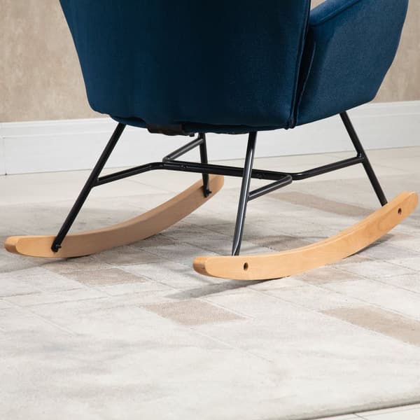 Gyngestol med ører Gyngestol Great Comfort Armlæn Sæde Ryglæn polstret med High Density Velvet Stof Blå