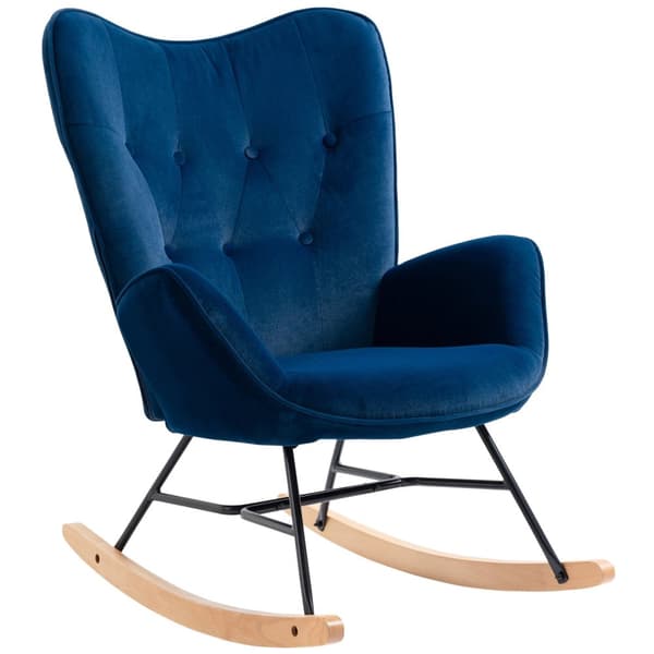 Gyngestol med ører Gyngestol Great Comfort Armlæn Sæde Ryglæn polstret med High Density Velvet Stof Blå