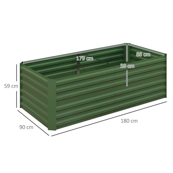 Høybed av stål, plantebed, kaldramme, hagebed, blomsterkasse, pluggbar, plantekasse, plantepotte, 180 x 90 x 60 cm for hage, balkong, terrasse, grønns