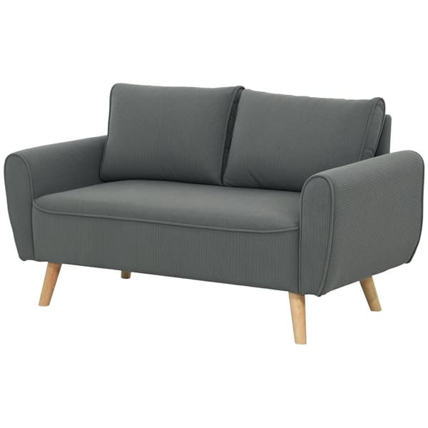 Tvåsitssoffa med 2 kuddar, stoppad soffa med 54 cm extra djupa säten, dubbelsoffa av manchester, liten soffa med träram, 2-sits soffa för vardagsrum,