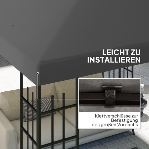 Outsuuny erstatningstak for Gazebo 3x3m Vanntett Gazebo Roof Deksel for Hage Gazebo Oxford Stofferstatningsdeler 370gsm Mørkegrå