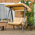Miniatyrbilde 3 av 10: Outsuuny Hollywood swing 3-seters hagehuske med justerbar solseil, huskebenkbelastning opptil 220 kg, hageseng for hage, terrasse, 138 x 106 x 174 cm,