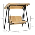 Miniatyrbilde 4 av 10: Outsuuny Hollywood swing 3-seters hagehuske med justerbar solseil, huskebenkbelastning opptil 220 kg, hageseng for hage, terrasse, 138 x 106 x 174 cm,