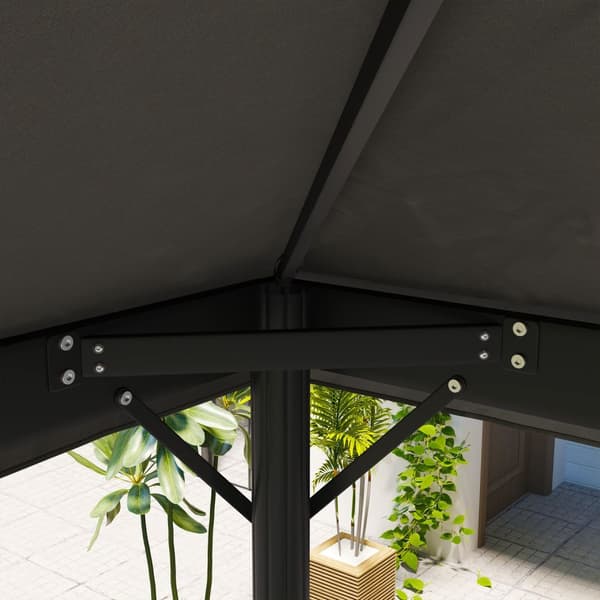 Outsuuny vaihtokatto huvimajaan 3 x 4m Vedenpitävä huvimajakatto Double Roof Vaihtopäällinen Garden Gazebolle Oxford Kankaan vaihto-osat 370gsm Tumman