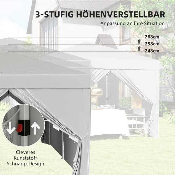 Lysthus ca 3x6m, vannavvisende, stabilt, vintersikkert sammenleggbart lysthus, UV-beskyttelse 50+, sammenleggbart partytelt, hagetelt med 6 sidepanele