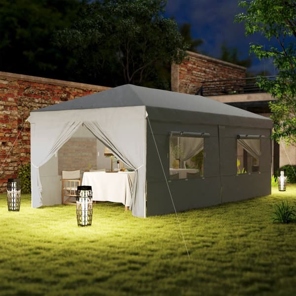 Lysthus ca 3x6m, vannavvisende, stabilt, vintersikkert sammenleggbart lysthus, UV-beskyttelse 50+, sammenleggbart partytelt, hagetelt med 6 sidepanele