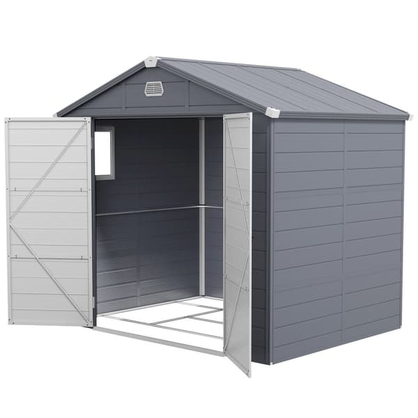 Redskabsskur 4,1 m³, haveskur med pulttag, 240 x 190 x 180/228 cm, redskabsskur med låsbar dør, vindue, cykelgarage, haveskab af aluminium, til baghav