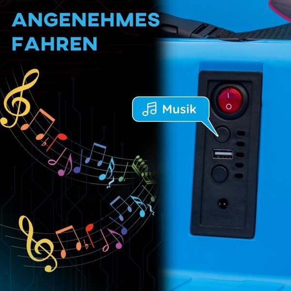 12V barnbil med 2,4 G fjärrkontroll, elektrisk stötfångare med musik och ljus, 1,5-3 km/h, barnelbil med 360° rotation, för barn 3-5 år, blå