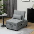 Miniatyrbillede 3 af 10: 3-i-1 sovesofa med sengefunktion, udtrækssovesofa, sovestol med sidelomme, justerbart ryglæn, bæreevne op til 150 kg, til stue, soveværelse, lysegrå