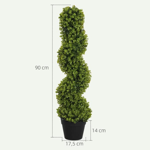 Set med 2 konstgjorda spiral Eucalyptus 90 cm krukväxt konstgjorda växter stora dekorativa växter i kruka för hemmakontor hall trädgård grön