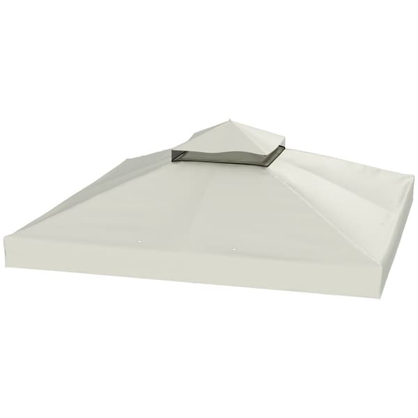 Outsuuny vaihtokatto huvimajalle 3x3m vedenpitävä huvimajakatto Double Roof Vaihtopäällinen Garden Gazebolle Oxford Kankaan varaosat 370gsm Vaaleanhar