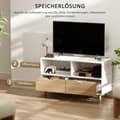 Miniatyrbilde 5 av 10: TV-skap lowboard med 2 hyller, skuff, 99 cm langt TV-bord for TV, TV-bord til stue, hvit