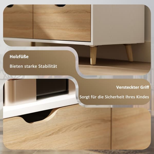 TV-skap lowboard med 2 hyller, skuff, 99 cm langt TV-bord for TV, TV-bord til stue, hvit