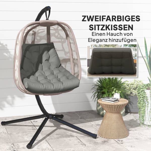 Sittdyna, 120x100 cm stolsdyna med ryggstöd, 8 cm tjock stoppning, vattenavvisande sittdyna för gungstolar och hängande korgar, grå