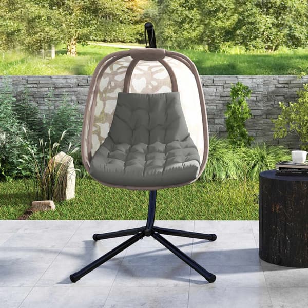 Sittdyna, 120x100 cm stolsdyna med ryggstöd, 8 cm tjock stoppning, vattenavvisande sittdyna för gungstolar och hängande korgar, grå