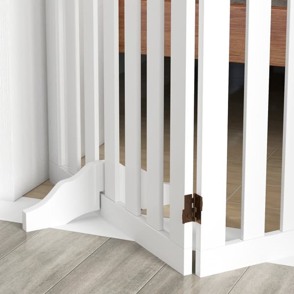 Hundespærreport, 3-delt, 155 x 61 cm, foldbar dørlåge med 2 støttefødder, Fritstående hundelåge, trappelåge til mellemstore hunde, til entre, trapper,