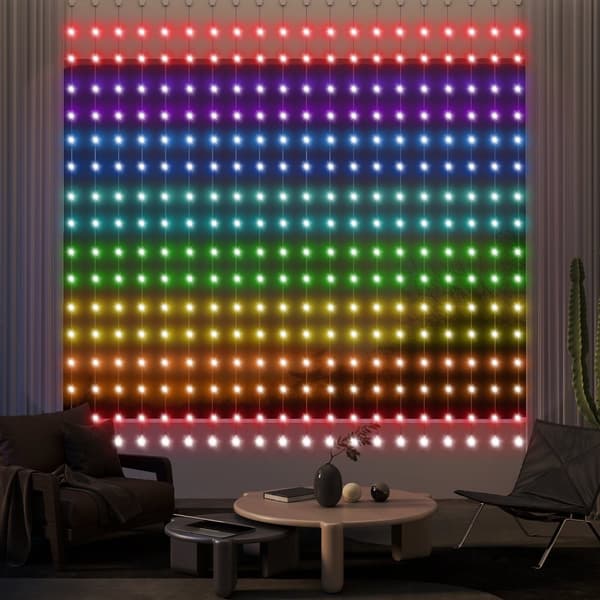 Fairy Lights 3×3m 400 LEDs lysgardin med justerbar lysstyrke Musiksynkronisering Scenetilstande Timer Funktion Fairy Lights Gardin Indendørs Udendørs